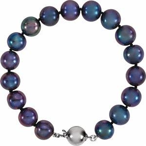 Sterling Silver Black Pearl Bracelet