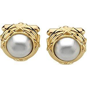 14K Yellow Mabé Pearl Cufflinks - Whitestone Jewellery