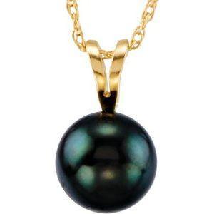 14K Yellow Cultured Black Akoya Pearl 18" Necklace - Whitestone Jewellery