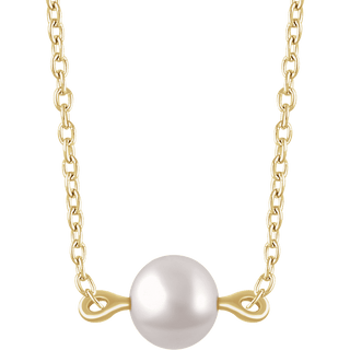 14K Yellow Cultured White Freshwater Pearl 16-18" Necklace