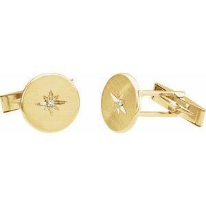 14K Yellow Natural Diamond Star Cuff Links - Whitestone Jewellery