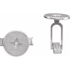 14K White .03 CTW Natural Diamond Star Cuff Links - Whitestone Jewellery
