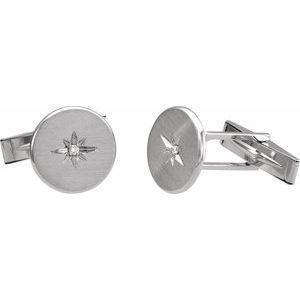 14K White .03 CTW Natural Diamond Star Cuff Links - Whitestone Jewellery