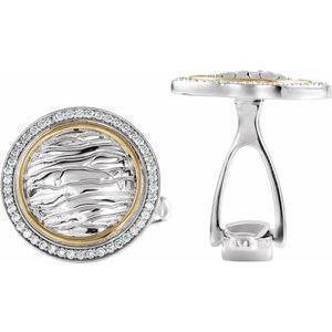 Sterling Silver & 14K Yellow 1/2 CTW Natural Diamond Elephant Print Cufflinks - Whitestone Jewellery
