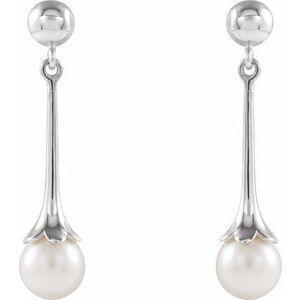 14K White Cultured White Freshwater Pearl Earrings - Whitestone Jewellery