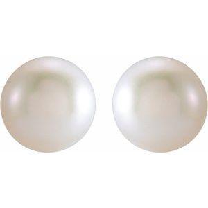 14K Yellow 3 mm Cultured White Freshwater Pearl Earrings - Whitestone Jewellery