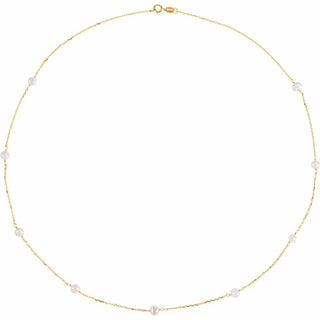 14ct Yellow Gold 9-Station Freshwater Pearl Necklace
