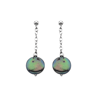 13mmBlack drop Pearl chain earrings | whitestone Jewellery