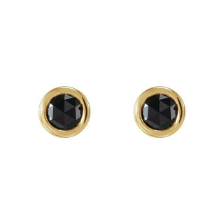 14K Yellow Rose-Cut Natural Diamond Bezel set Earrings