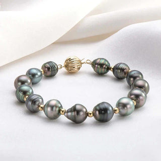 18K Tahitian Black Semi-baroque Pearl Bracelet - Whitestone Jewellery