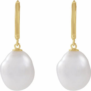 14K Keshi Pearl Hoop Earrings