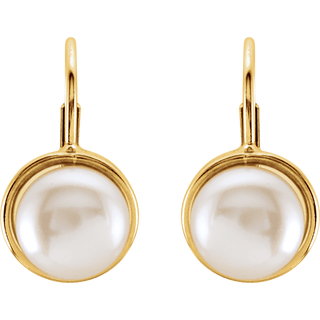 Leverback Gold Pearl Earrings