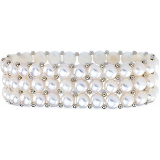 Bridal 3 row pearl stretch bracelet