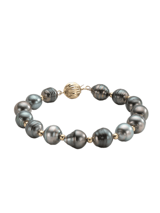18K Tahitian Black Semi-baroque Pearl Bracelet - Whitestone Jewellery