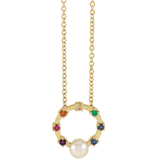 Akoya Cultured Pearl Hold You Forever® Rainbow Pendant 18" Necklace