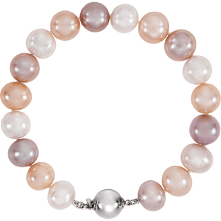 14K White gold  Multi-Freshwater Pearl 7 3/4" Bracelet