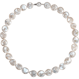 13-14 mm Cultured White Freshwater Pearl Coin Necklace