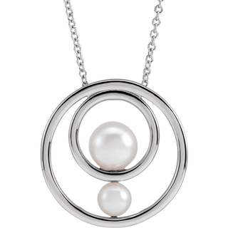 14K White Cultured White Akoya Pearl Necklace