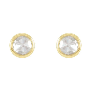 14K Yellow Rose-Cut Natural Diamond Bezel set Earrings
