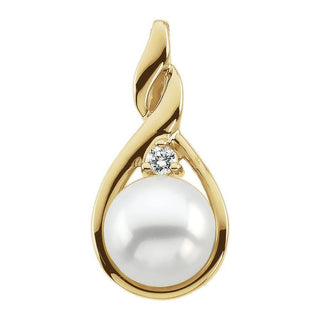 Leila White Akoya Pearl & Diamond Freeform Pendant