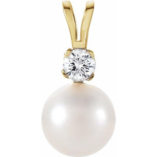 Luxe Cultured White Akoya Pearl & Diamond Pendant