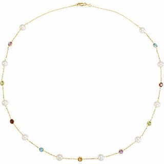 Freshwater Pearl & Multi-Gemstone Necklace