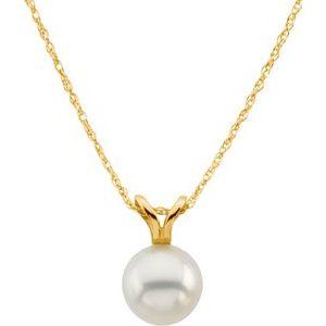 14K Yellow Cultured White Akoya Pearl 18" Necklace - Whitestone Jewellery