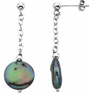 Black Floating Pearl Earrings
