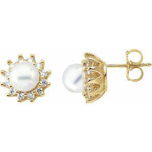 Halo-Style Button Pearl Earrings