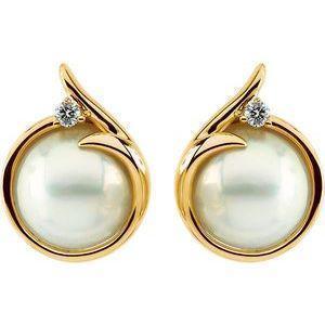 Accented Mabé Pearl Earrings - Whitestone Jewellery