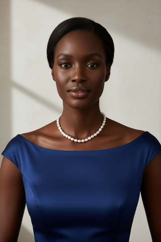 14K Baroque Pearl Necklace — Elegant Black Model