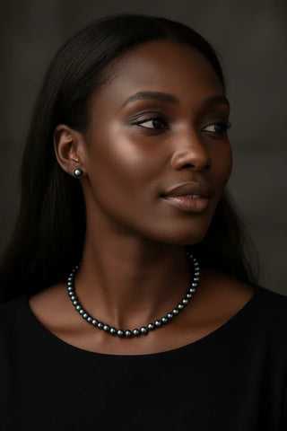 14K Black Akoya Pearl Studs — Smaller Studs, Black Model