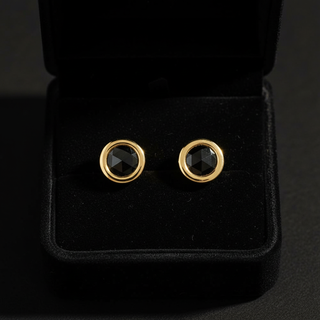 14K Yellow Gold Rose-Cut Diamond Earrings – Black Velvet Box