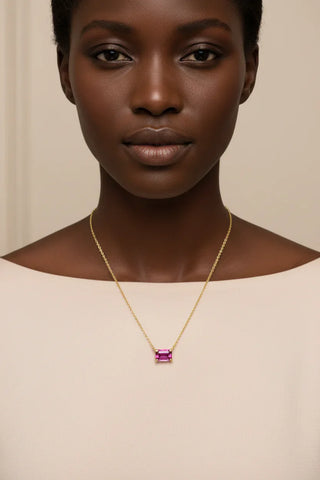 14K Yellow Natural Tourmaline Necklace — Black Model