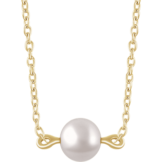 14K Yellow Cultured White Freshwater Pearl 16-18" Necklace