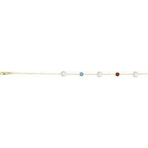 14K Yellow Cultured White Freshwater Pearl & Multi-Gemstone 10-Station 18" Necklace - Whitestone Jewellery