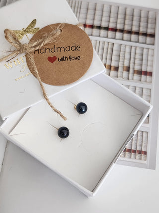 7MM Black Akoya Pearl Studs