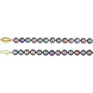 14K Yellow Panache® Cultured Black Freshwater Pearl 16" Necklace - Whitestone Jewellery