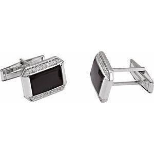 14K White 1/4 CTW Natural Diamond Cuff Links - Whitestone Jewellery