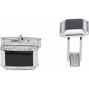 14K White 1/4 CTW Natural Diamond Cuff Links - Whitestone Jewellery