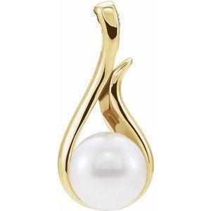 14K Yellow Cultured White Freshwater Pearl Pendant - Whitestone Jewellery