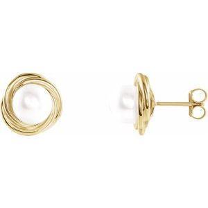 Button Pearl Knot Earrings - Whitestone Jewellery