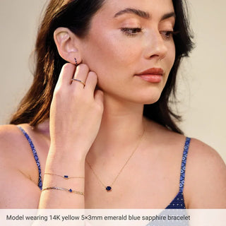 14K Yellow Natural Blue Sapphire Bezel set Solitaire Bracelet