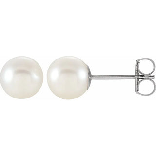 14K White Cultured Freshwater 6-7mm Pearl Earrings