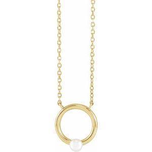 14K Yellow Cultured Seed Pearl Circle 18" Necklace - Whitestone Jewellery