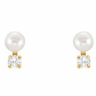 14K Yellow Cultured White Freshwater Pearl