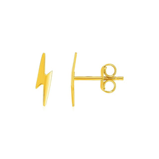 14k Yellow Gold Post Earrings with Lightning Bolts - Whitestone Jewellery