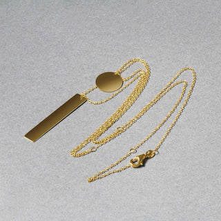 14k Yellow Gold 18 inch Two Strand Necklace with Circle and Bar Pendants - Whitestone Jewellery
