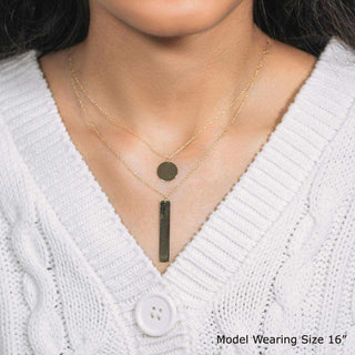 14k Yellow Gold 18 inch Two Strand Necklace with Circle and Bar Pendants - Whitestone Jewellery