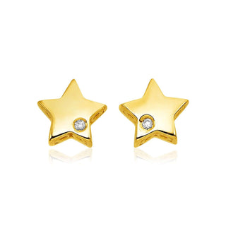14k Yellow Gold Star Earrings with Diamonds